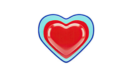 Concentric Red and Blue Hearts on White Background