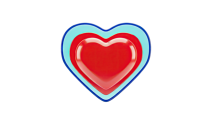 Concentric Red and Blue Hearts on White Background