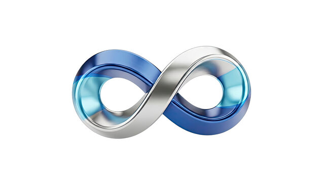 3D Infinity Symbol with Blue and Silver Glossy Finish - Powered by Adobe