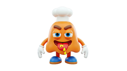 Funny Orange Character with Chef Hat and Drooling Tongue