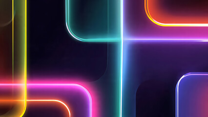 Vibrant neon lights in dark background for modern design