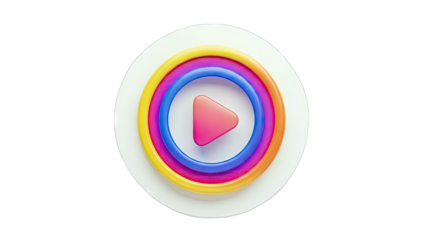 Colorful Play Button Icon on White Background