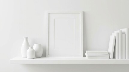 Minimalist White Shelf Decor Mockup