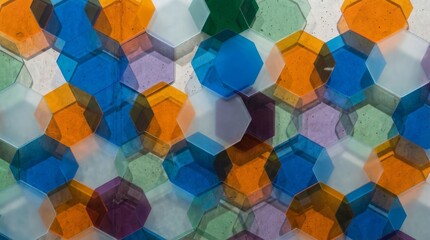 Abstract Pattern of Colorful Translucent Hexagons