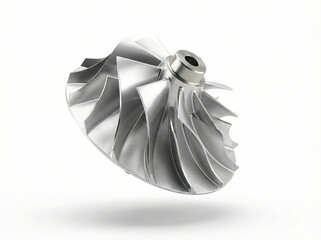 High Detailed 3d Render of a Metallic Turbocharger Compressor Wheel Isolated on White Background