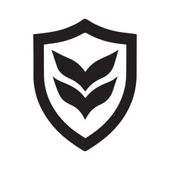 black and white shield with leave designs