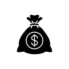 Money bag black line with dollar icon set. Money, budget, savings, loan, cash, earning, income, wallet, currency, dollar, coin, forex, revenue, profit icons. Finance business line icon collection.