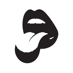 vector illustration of lips with tongue