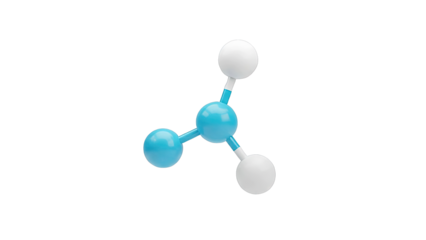 3D model of a molecule with blue and white spheres