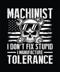Fototapeta premium Machinist tshirt born to cut metal forced to socialize