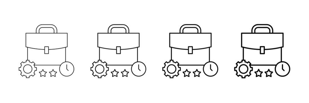 Work Experience Icons Vector Set In Different Stroke Line Style