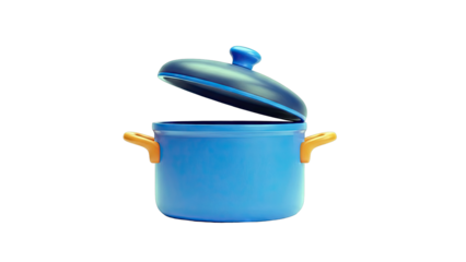 Blue pot with lid ajar