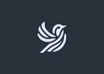 A geometric simple sparrow logo with minimal structured lines, representing freedom, agility, simplicity, hope, and everyday resilience