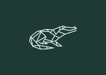 A geometric simple lineart alligator logo with sharp angular lines, representing strength, resilience, alertness, confidence, and primal power