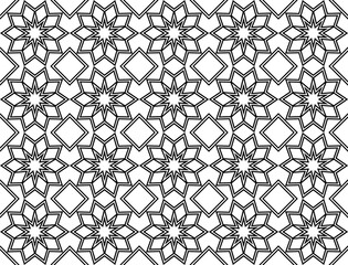 Seamless geometric islamic pattern. Geometric outline texture on white background. Beautiful arabic pattern for design element.