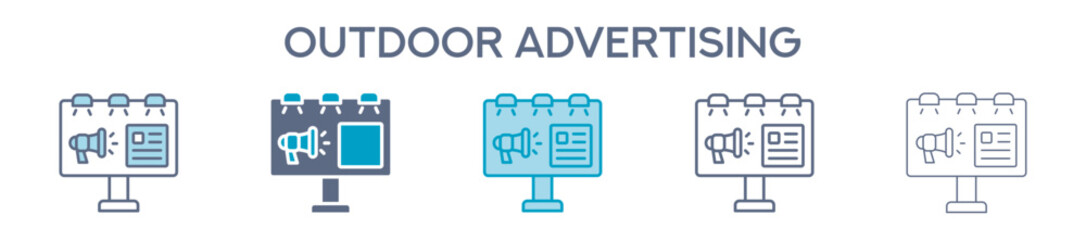 Outdoor Advertising Element For Design Graphic - Multi Styles. Vector Illustration Of Two Colored And Black. Multiple Icons Designs Can Be Used For Mobile, Ui, Web 