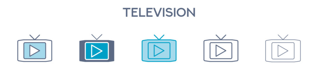 Television Element For Design Graphic - Multi Styles. Vector Illustration Of Two Colored And Black. Multiple Icons Designs Can Be Used For Mobile, Ui, Web 