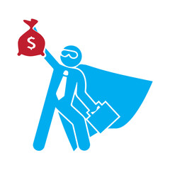 Business Superhero with Money Bag