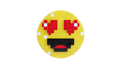 Pixelated Emoji with Heart Eyes and Open Mouth