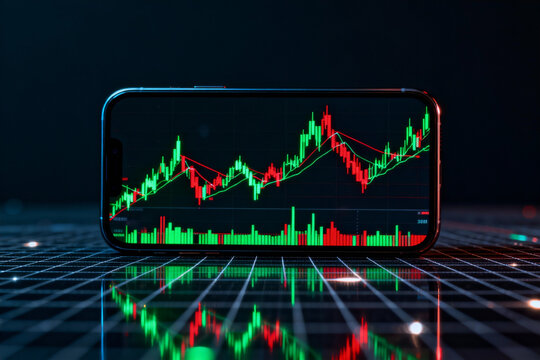 Stock market chart on smartphone - Powered by Adobe