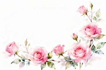 Pink roses with green leaves