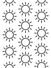 Fototapeta premium Solar Symphony: A playful pattern of stylized sun icons, each radiating energy and optimism. The monochromatic design evokes a sense of purity and simplicity, ideal for conveying themes of summer.
