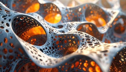 Fototapeta premium Abstract Organic Structure with Glowing Orbs.
