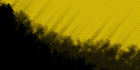 Abstract Geometric Yellow Frame Grunge Texture With Halftone Pattern Design In Black Background. vector Eps 10