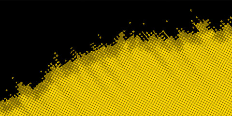 Abstract Geometric Yellow Frame Grunge Texture With Halftone Pattern Design In Black Background. vector Eps 10
