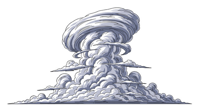 A minimalist illustration of a mushroom cloud in a flat design style