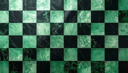 緑と黒の市松模様の背景　和風テクスチャ