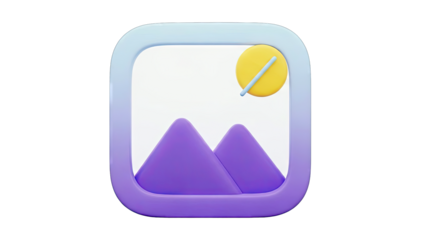3D Icon: Gallery with Mountains and Sun