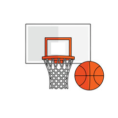 Naklejka premium Basketball Hoop with Ball Vector Graphic.