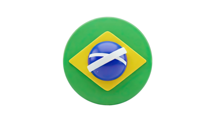 3D Rendered Brazilian Flag Icon