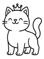 Obraz premium Cat with Crown: A charming cat with a radiant smile adorned with a delicate crown, an illustration of regality and joy.