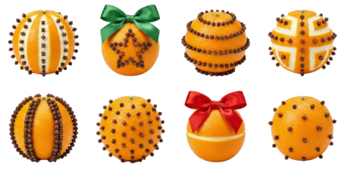Orange Pomander Decorations with Cloves and Ribbons - Festive Holiday Craft Ideas
