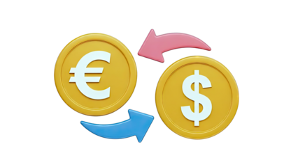 Euro and Dollar Exchange with Arrows
