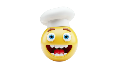Chef Emoji with Open Mouth and Red Tongue
