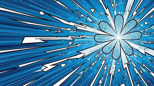 Vibrant blue comic book explosion effect. - Powered by Adobe