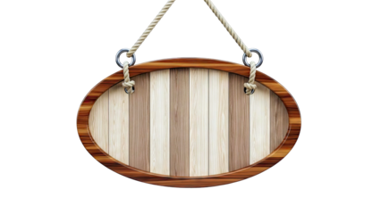 Oval Wooden Sign Hanging by Rope
