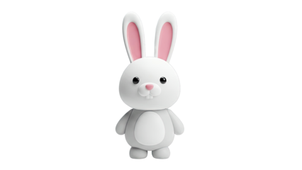Cute 3D White Bunny Rabbit with Pink Ears