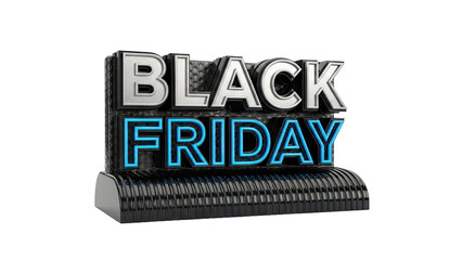 Black Friday 3D Text Logo with Neon Blue Glow