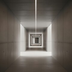 Minimalist Concrete Tunnel with a Single Light Strip in Contemporary Design