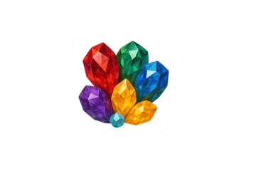 Colorful crystals group creating a vibrant gemstone cluster