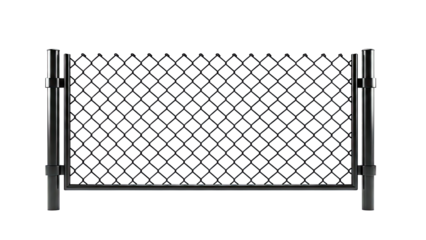 Black Chain Link Fence Section with Posts