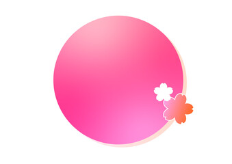 春のタイトルフレーム　満開の桜　SNSアイキャッチ　　ロゴマークイラスト　日本観光　白背景