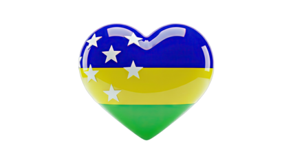Heart Shape with Brazilian State Flag Colors and Stars