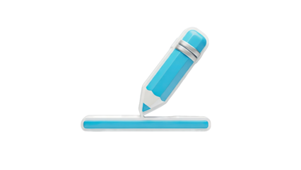 3D Blue Pencil Drawing a Line