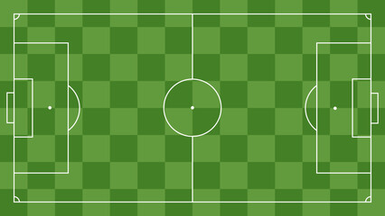 Soccer Field with Checkerboard Grass Pattern Top View Illustration © Lucas Maia
