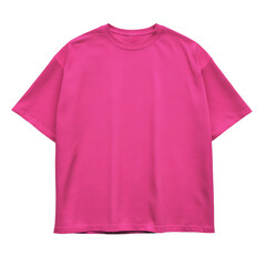 Hot Pink Oversized T-Shirt Mockup for Eye-Catching Apparel Designs, Vibrant Casual Wear, Comfortable Fit, Front View on white background